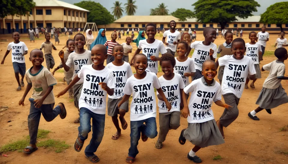 Students wearing Stay in School Tees