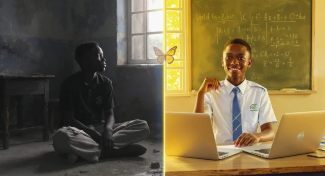 Indigent Student before and after education opportunity
